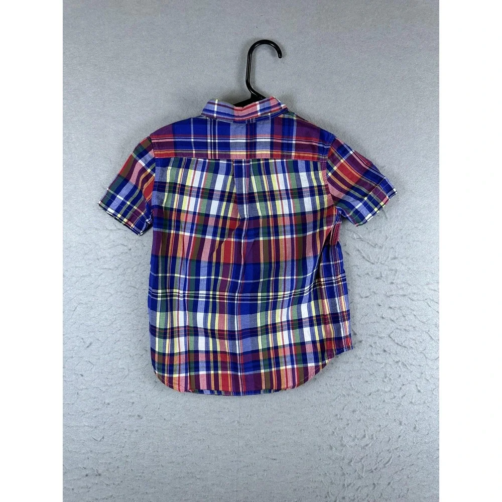 Ralph Lauren Shirt Boys 6 Multicolor Plaid Short Sleeve Button‎ Down Pony Logo